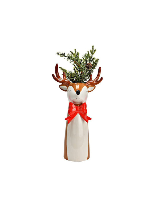 G.Wurm Decorative Vase Deer with red bow Red 18x14x35cm