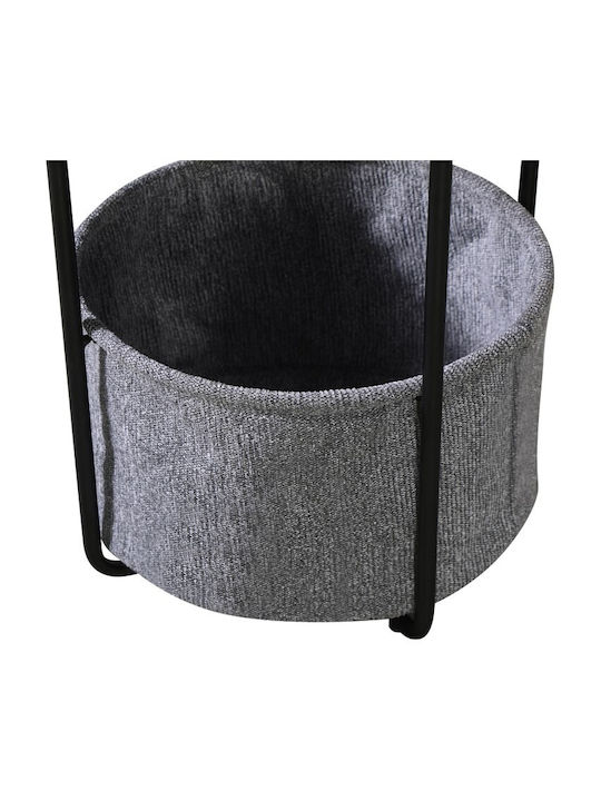 Round Side Table Wooden Black Marble L40xW40xH50cm.