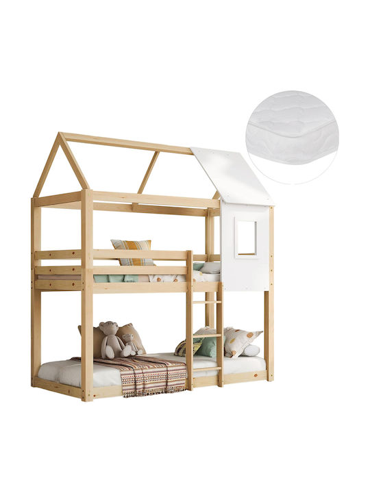 Kinderbett Koje Einzeln mit Matratze Beige 90x190cm