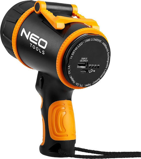 Neo Tools Wiederaufladbar Handstrahler LED IP44 mit maximaler Helligkeit 1000lm