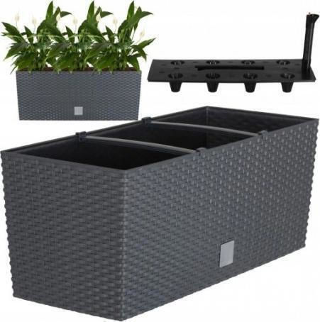Marhome Rato Self-watering Planter Box Plastic Charcoal 60x25x24cm.