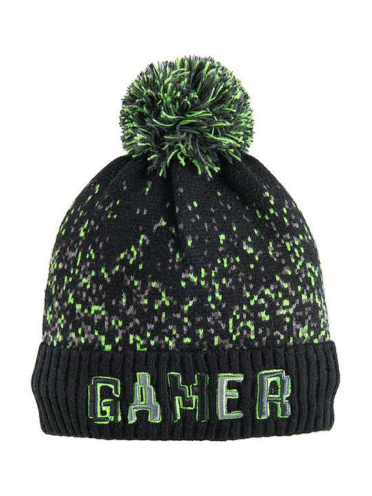 Kids Beanie Set Knitted Black