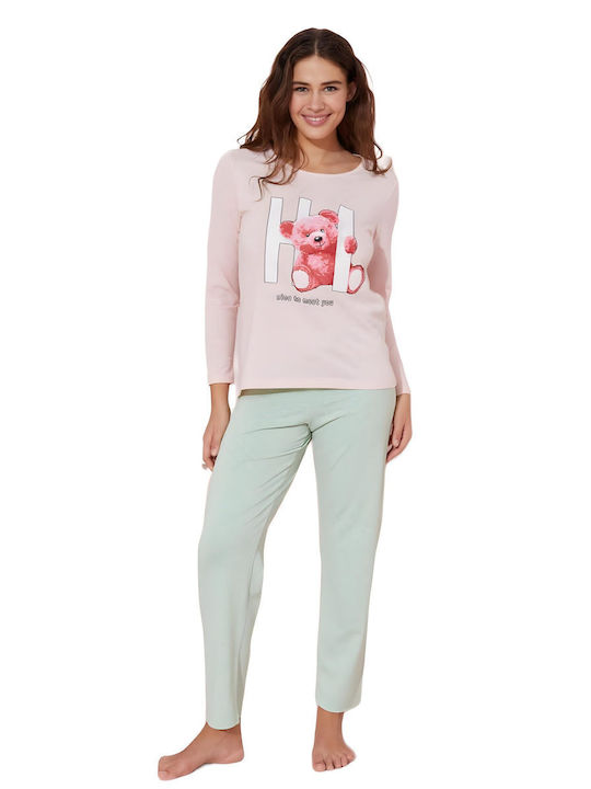 Sexen Kinder Schlafanzug Winterlich Baumwoll Rosa