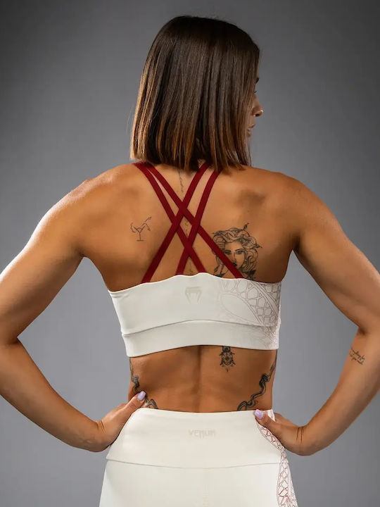 Women's Sports Bra with Removable Padding Ivory/burgundy