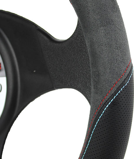 Gmax Car Steering Wheel Cover with Diameter 38cm Leather White with White Stitching