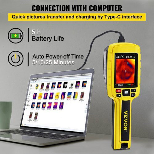 Vevor YHW3600PIXELSR71KV0 Handheld Thermal Camera mit Bildschirm 2.8" für Temperaturen von -20°C bis 500°C