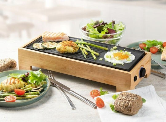 Domo Teppanyaki Grillplatte mit einstellbarem Thermostat 1000W 36x14cm