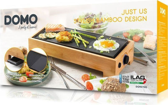 Domo Teppanyaki Grilling Plate with Adjustable Thermostat 1800W 42x28cm.
