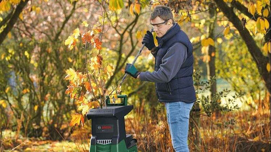 Bosch Axt 25 Tc Silent Branch Shredder 2500 W Extension Cable & Gloves #060080330d