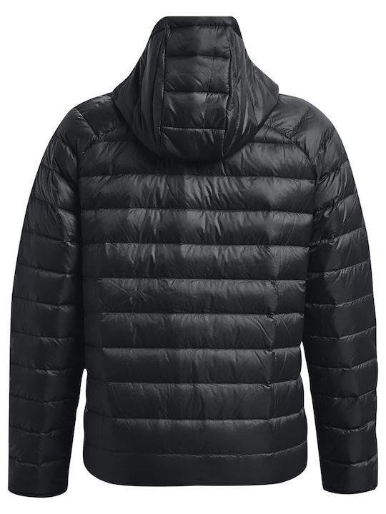 Women's Short Puffer Jacket for Winter with Hood Black