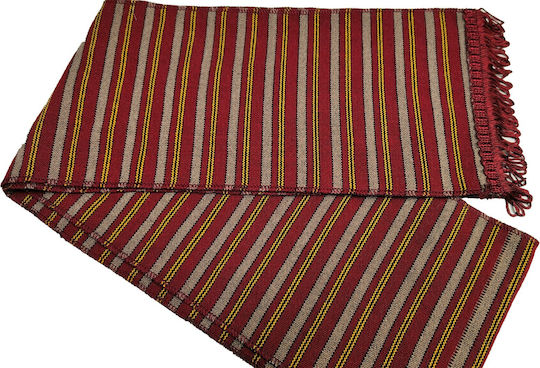 Traditional Woven Striped Belt Tassels Mark150 Burgundy