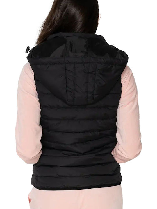 Alice Women's Short Puffer Jacket for Spring or Autumn with Hood Black