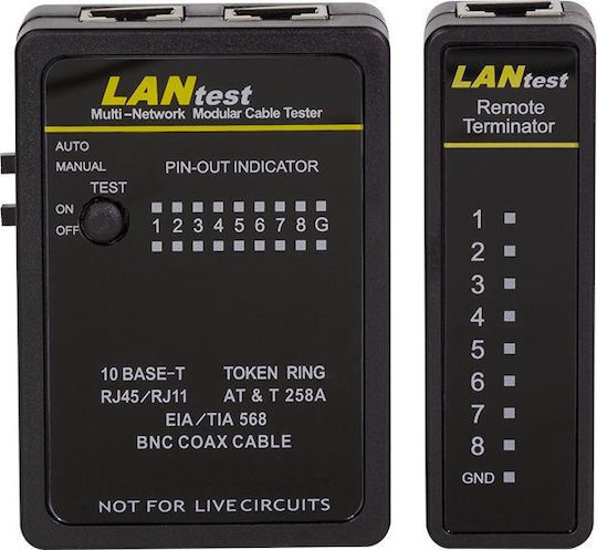 LogiLink WZ0015 Tester Καλωδίων Δικτύου RJ45 / RJ11 / RJ12 / BNC