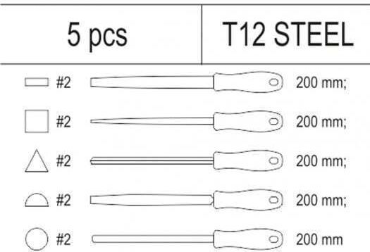 Yato YT-55453 Set of Files with Handle 5pcs
