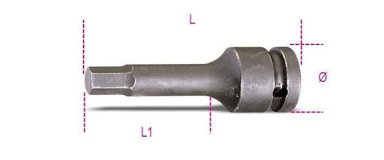 Beta Air Socket 1/2" Allen 720ME Walnut Pneumatic with Allen Head and Socket 1/2'' H14