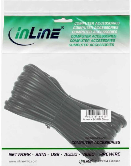 InLine Плоски Телефонен кабел RJ11 6P4C 10м Черен (18840L)