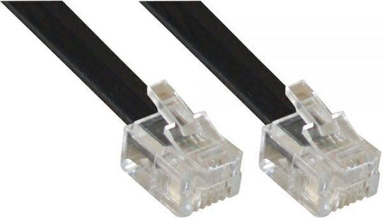 InLine Плоски Телефонен кабел RJ11 6P4C 3м Черен (18844L)