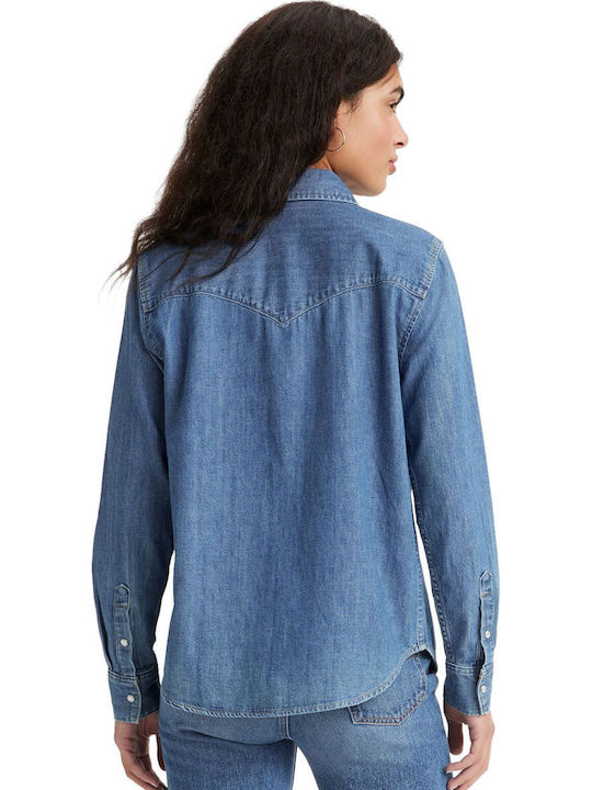 Western Women's Denim Long Sleeve Shirt Indigo