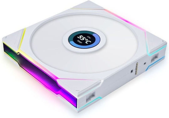 Lian Li UNI FAN TL LCD Wireless Case Fan 140mm (62cfm) with ARGB Lighting and 4-Pin PWM Connection White