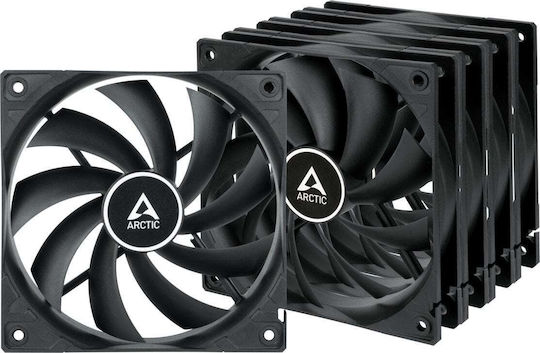 Arctic F12 PWM Вентилатор за кутия 120mm 1350rpm 53cfm Без светодиодно осветление и Свързване 4-изводна 5 броя