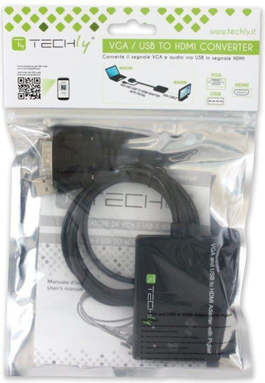 Techly Конвертор HDMI / USB-A мъжки към HDMI женски Черен 1бр 301665
