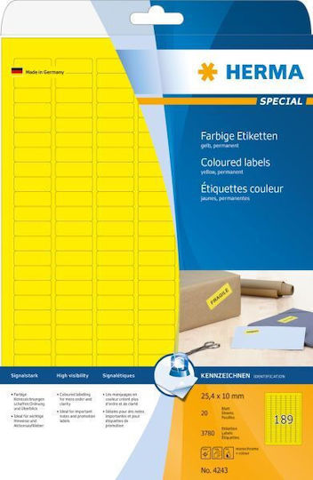 Herma 3780 Αυτοκόλλητες Ετικέτες Α4 Ορθογώνιες 25.4x10mm
