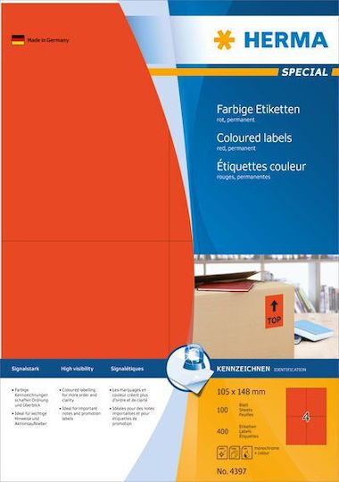 Herma 400 Αυτοκόλλητες Ετικέτες Α4 Ορθογώνιες 105x148mm