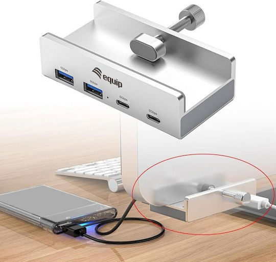 Equip Hub 6 Porturi USB 3.2 Cu Conectare USB-C Argintiu