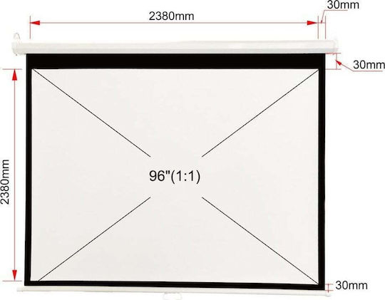Art Projektionswand für Projektor Wandmontage mit Bildseitenverhältnis 1:1 244x244cm / 96"