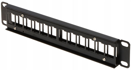 Delta Keystone Patch Panel für Rack 1U 10" 12 Ports Schwarz