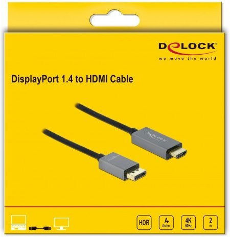 DeLock Cable DisplayPort male - HDMI male 2m Black (85929)
