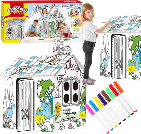 Set Artistic Mare Casă Din Carton Pictură Asamblare XXL Dinozauri