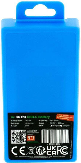 Επαναφορτιζόμενες Μπαταρίες Λιθιου Lithium Cr123 Usb-c Lithium 800mah Σετ 4 Τεμάχια Patona Premium