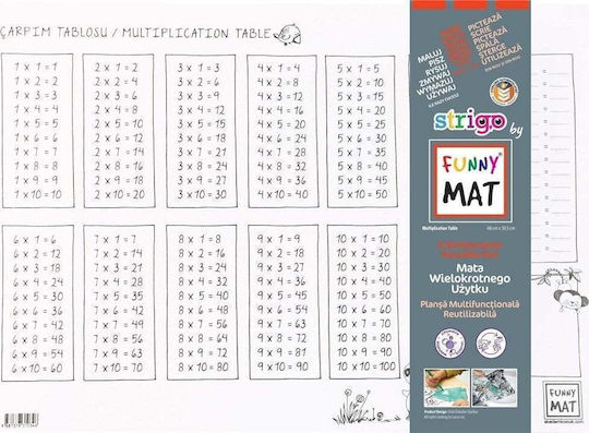 Akademi Cocuk Ζωγραφική Funny Mat Σουπλά - Πολλαπλασιασμός για Παιδιά 3+ Ετών