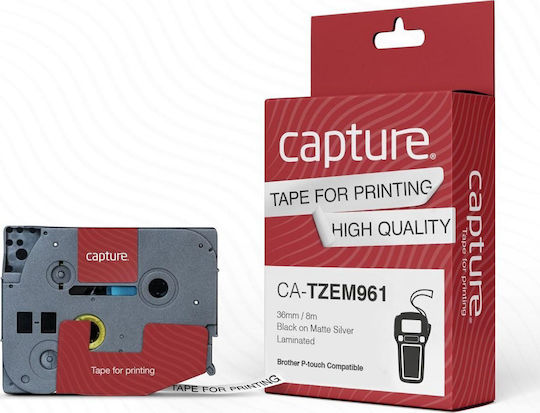 Capture 36mm x 8m Schwarzes Matt-Silbernes Etikettendrucker-Bänder