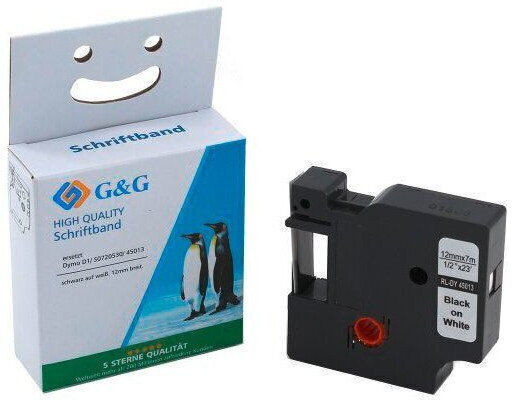 G&G Label Maker Tape 1m x 12mm Compatible With Dymo D1
