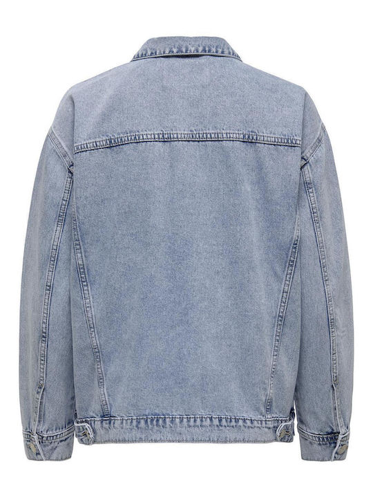 Μακρύ Γυναικείο Τζιν Μπουφάν Light Blue Denim