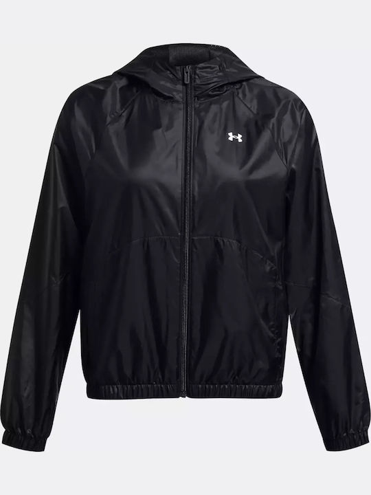 Women's Running Short Sports Jacket Windproof for Winter Black/White