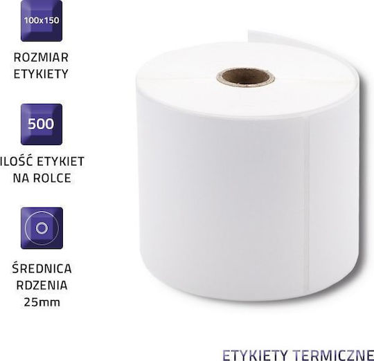Qoltec 500 Selbstklebende Etikettenrollen 100x150mm 1Stück