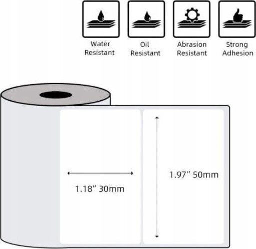 Phomemo Autocolante Autoadezive pe Rolă pentru Imprimantă de Etichete 50x30mm 1buc