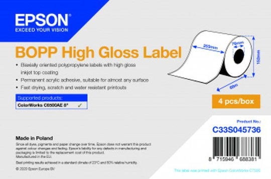 Epson Self-Adhesive Label Rolls for Label Printer 203x68mm 1pcs