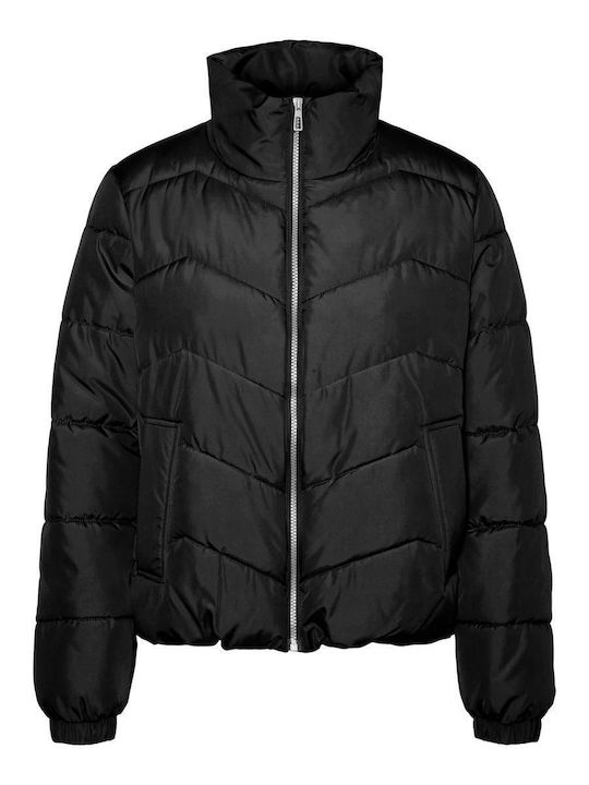 Liga Women's Short Puffer Jacket for Spring or Autumn Black