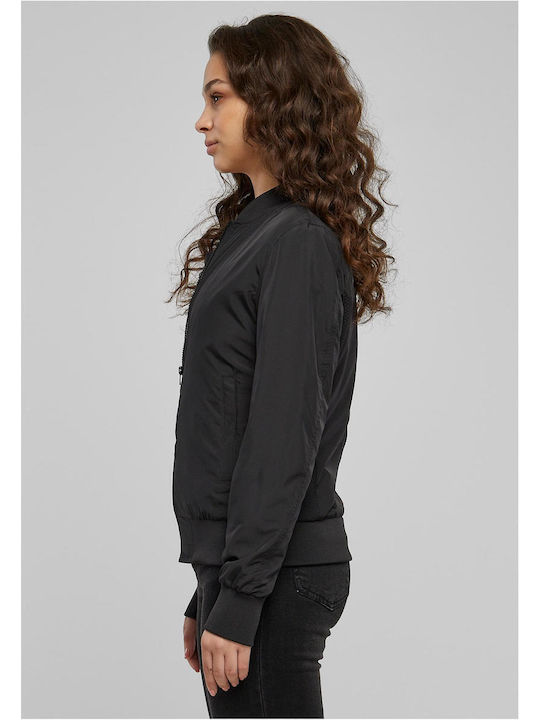 Women's Short Bomber Jacket for Winter Black