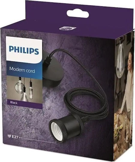 Philips Lustră Negru cu Dulie E27 16.9x16.9cm.