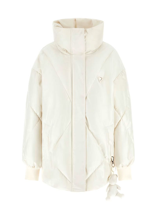 Damen Puffer Jacke für Winter Ecru