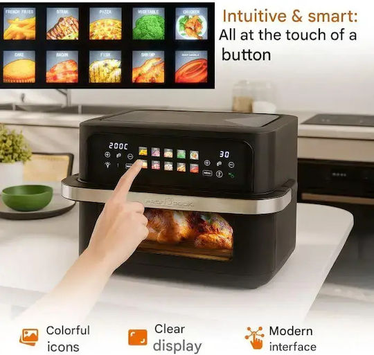 Profi Cook Friteuză cu aer cu Coș Detașabil Dublu 10lt Negru