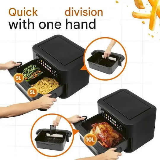 Profi Cook Friteuză cu aer cu Coș Detașabil Dublu 10lt Negru