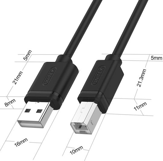 Unitek USB 2.0 Cable USB-A male - USB-B male Μαύρο 2m Y-C4001GBK