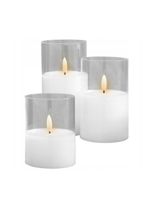 Candle Light Декоративна Лампа Свещ Бял 3бр