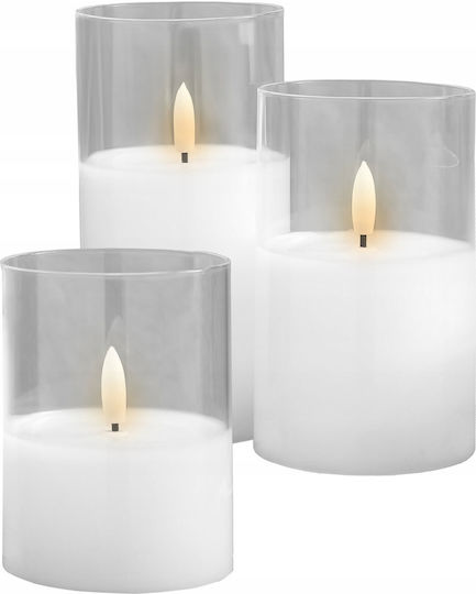 Candle Light Lustră Decorativă Lumânare Alb 3buc